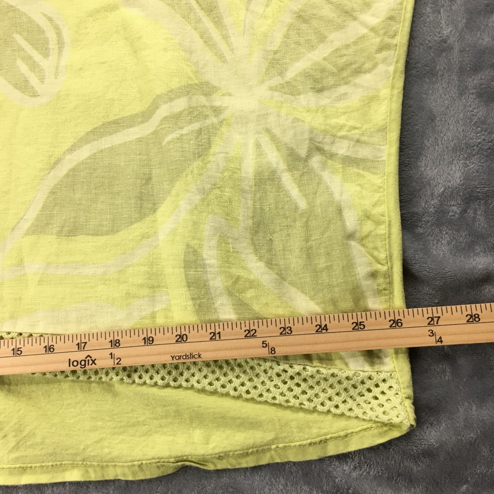 Bella Amore Italy Yellow Green Abstract Top One Size Mesh Oversized Blouse Boxy - Picture 8 of 16